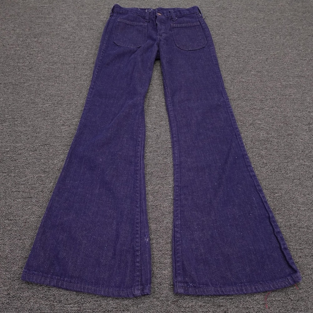 Vintage Dee Cee Rappers Jeans Mens 25x29 Purple Flare Bell Bottom Denim USA 70s